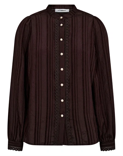 Co'Couture - Kesi CC Lace Skjorte - Dark Brown